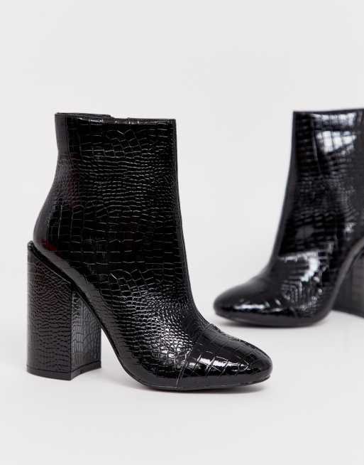 Raid dolley black store patent heeled ankle boots