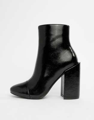 black patent heel boots