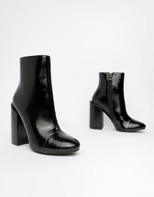 Raid dolley black store patent heeled ankle boots