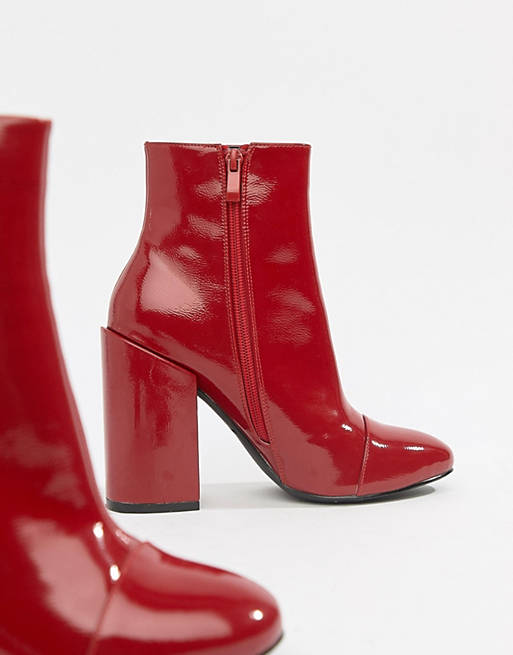 RAID Dolley Red Patent Heeled Ankle Boots
