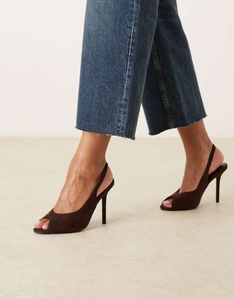 RAID Dorry slingback heeled sandals in brown suede - view 1