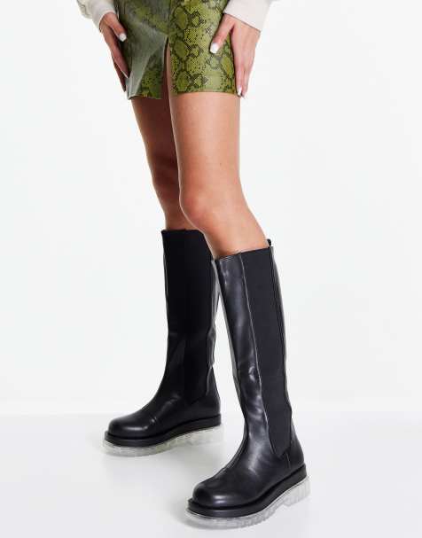 RAID – Drellah – Svarta knähöga boots i dra på-modell - view 1