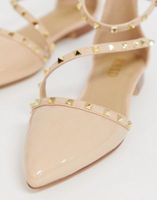 nude studded shoes