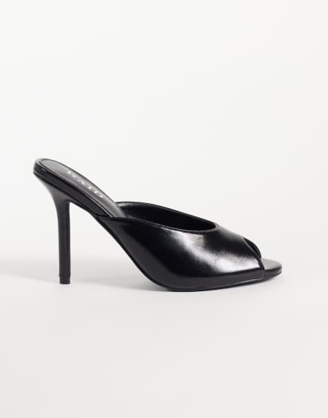 RAID Elana peep toe heeled mules in black - view 1
