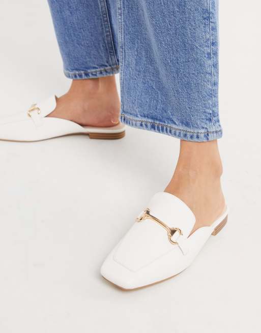 Backless store white loafers