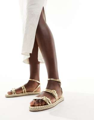 RAID - Elodiya - Flache Espadrille-Sandalen in Gold-Goldfarben