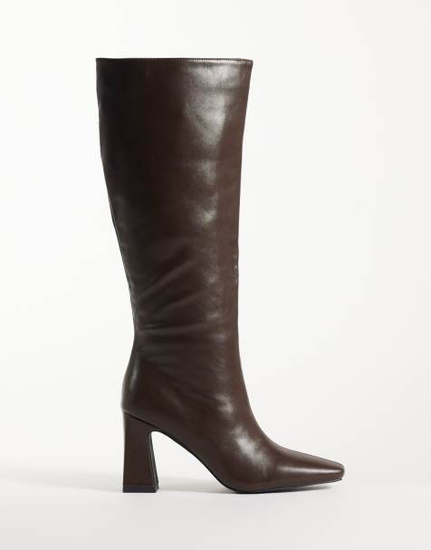 RAID Emarra block heel knee boots in brown - view 1