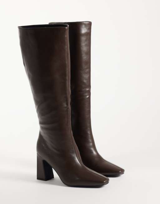 RAID Emarra block heel knee boots in brown, 2 of 4