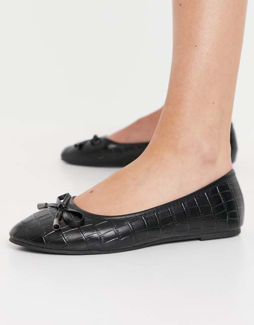 RAID - Emma - Platte ballerina's met krokodillenmotief in zwart