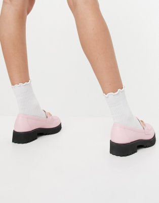 chunky pink loafers