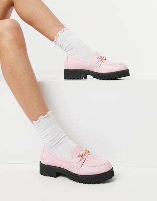 chunky pink loafers