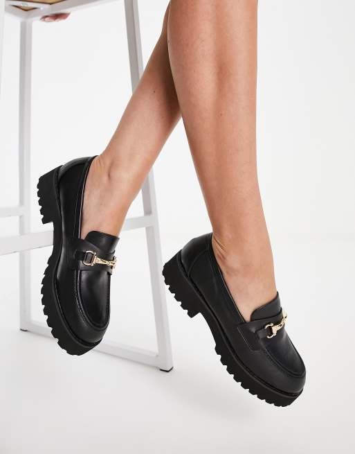 RAID Empire chunky loafers with gold trim in black | ASOS