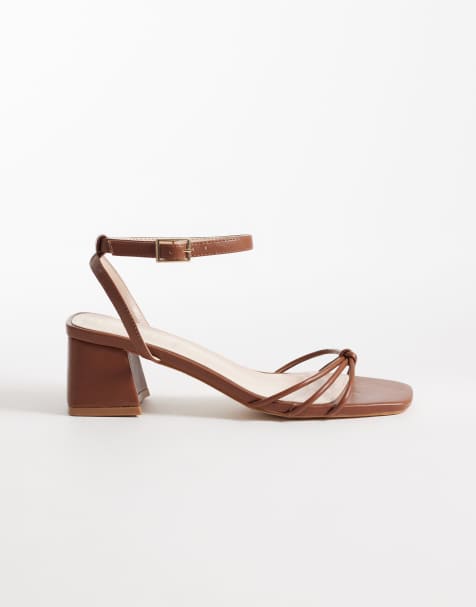 RAID Evalina low block heeled sandals in brown - view 1