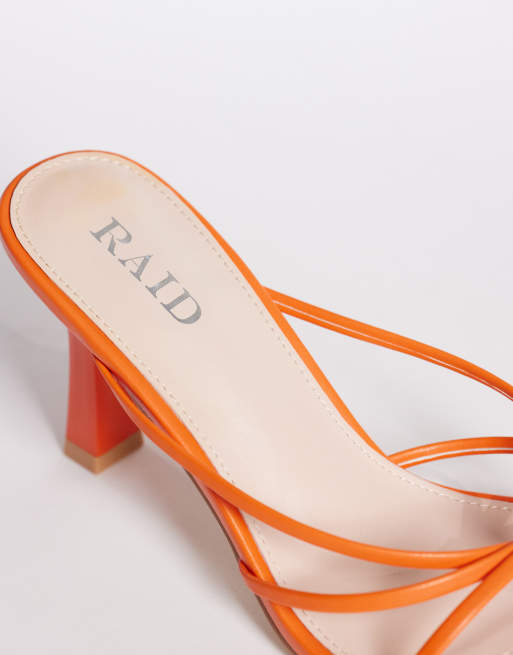 RAID Evena heeled mules in orange, 4 of 4