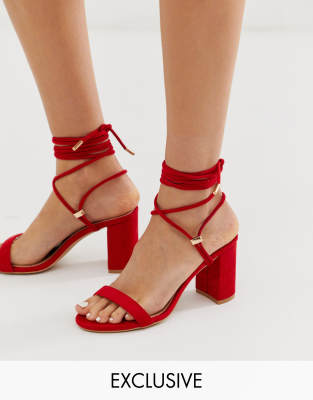 red strappy sandals