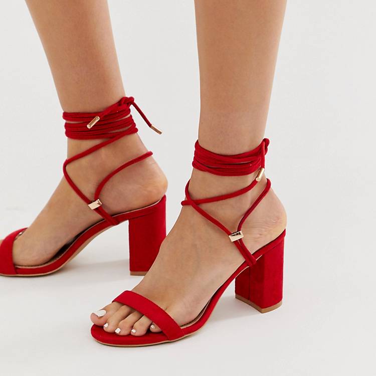 tilfældig udføre bliver nervøs RAID Exclusive Alondra red strappy block heeled sandals | ASOS
