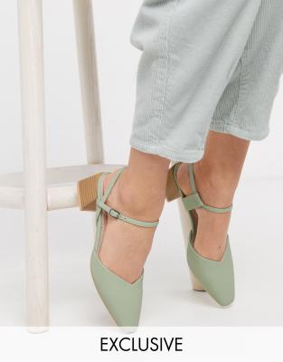 sage green kitten heels