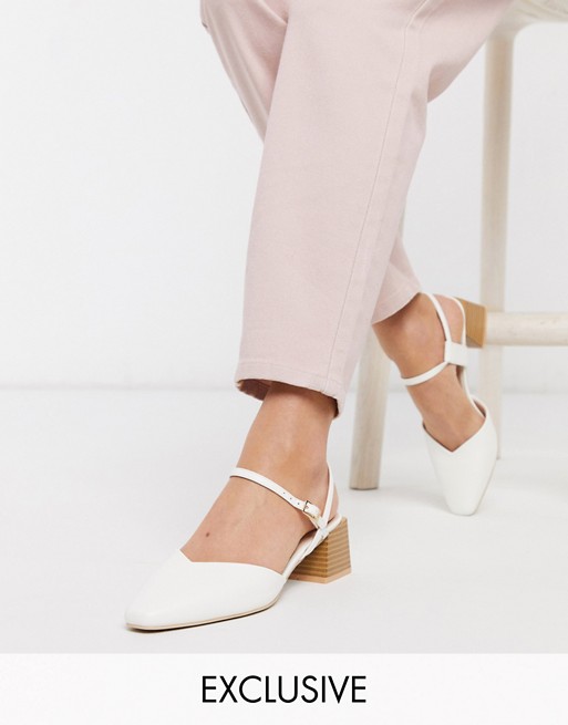 RAID Exclusive Demi mid heel shoes with square toe in white