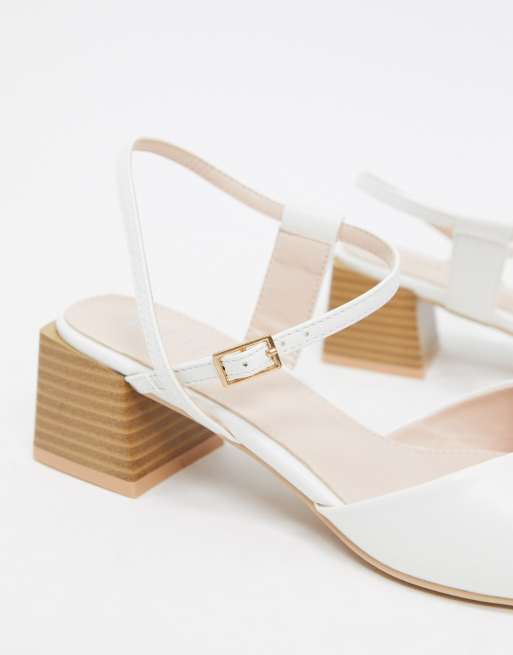 RAID Exclusive Demi mid heel shoes with square toe in white, 4 of 4