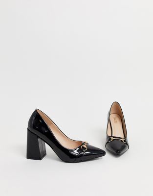 mid heel loafers black