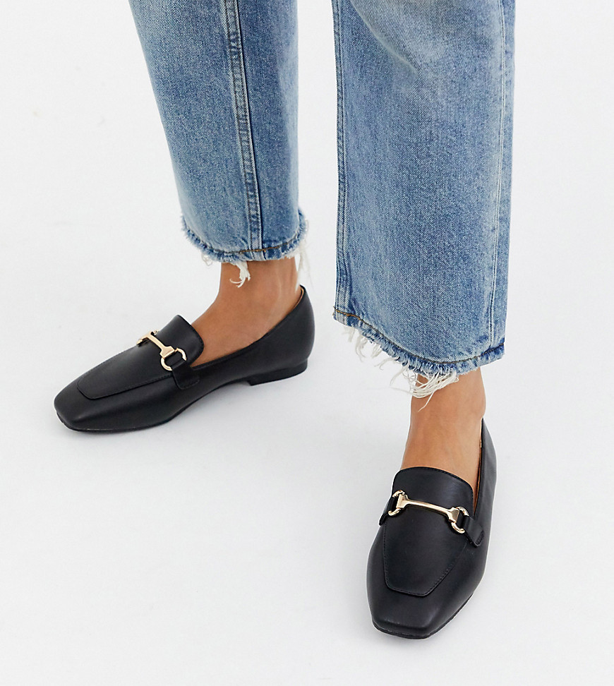 RAID Exclusive Harmoni loafers with square toe and gold snaffle in black