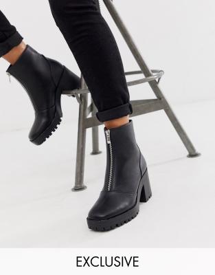 RAID Exclusive Janella chunky zip front boots in black