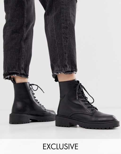 raid exclusive micah black lace up flat boots