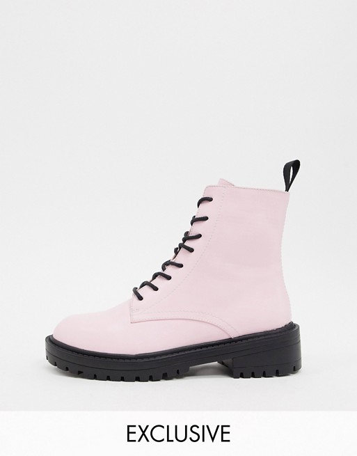 RAID Exclusive Micah lace up flat boots in pink