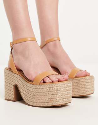 Raid Exclusive Remington Platform Espadrilles In Camel-neutral