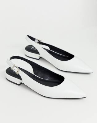 white flat sling back shoes