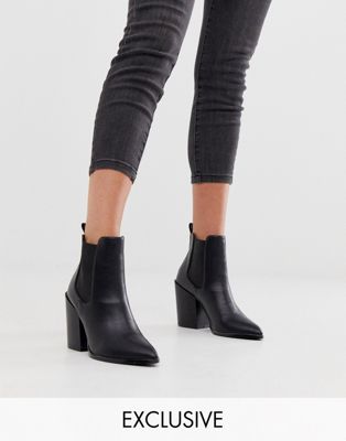 black heeled chelsea booties