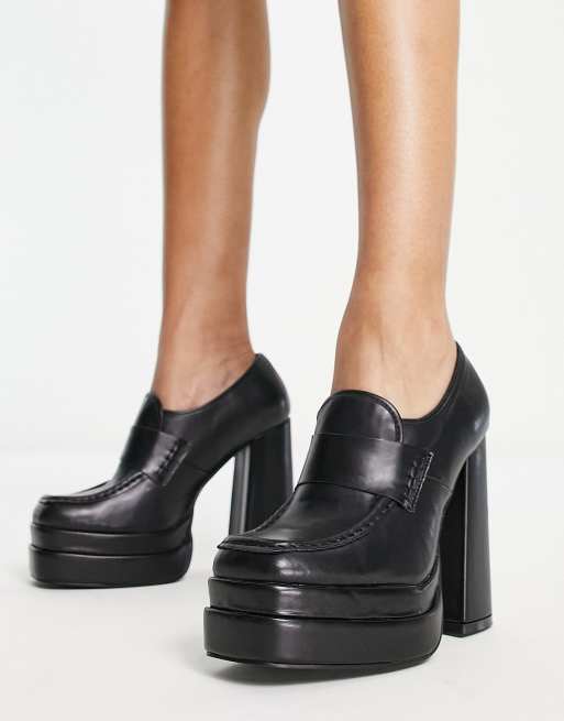 RAID - Fancy - Loafers met hak en plateauzool in zwart