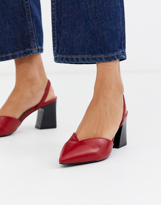 RAID Fawn sling back heeled shoes in red