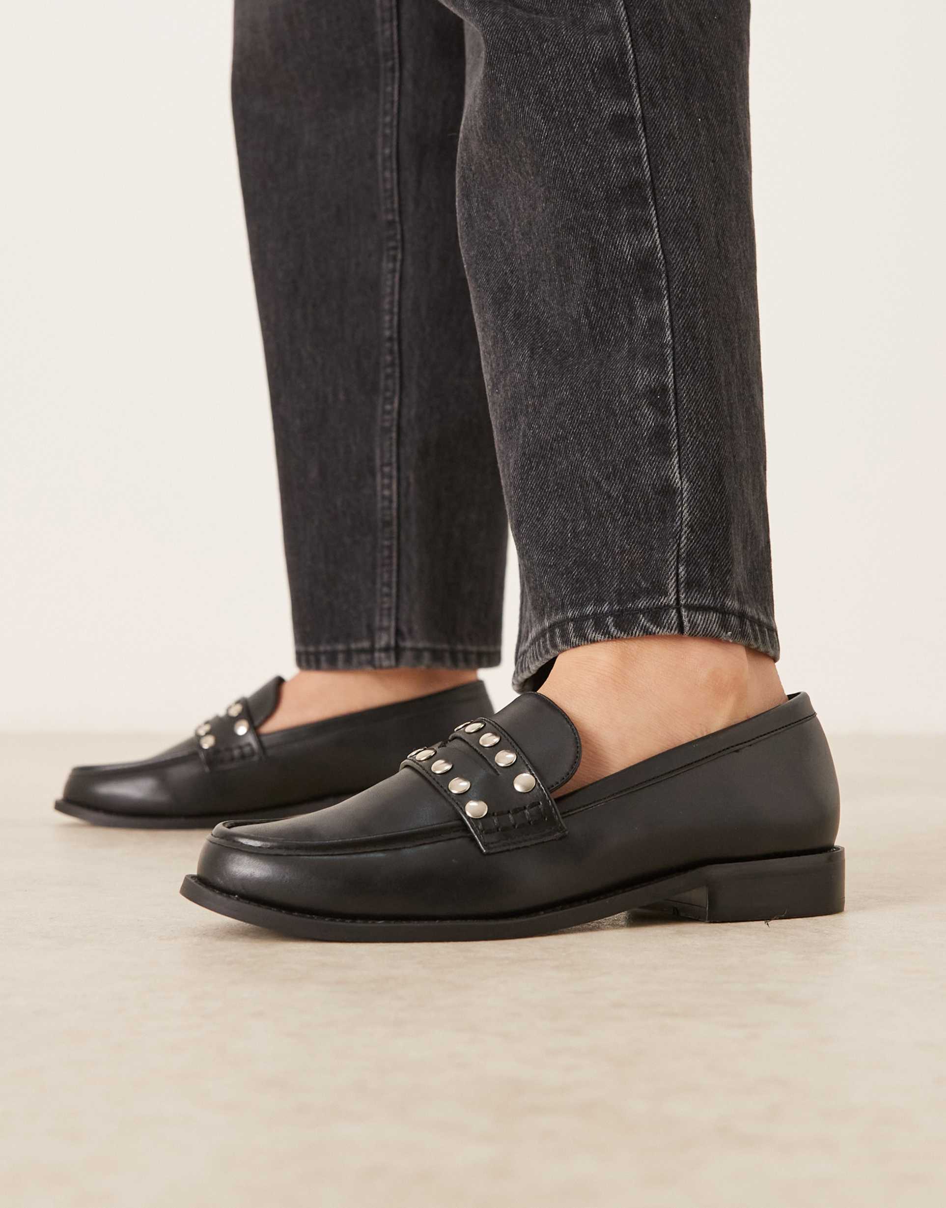 raid ferney studded loafers in black