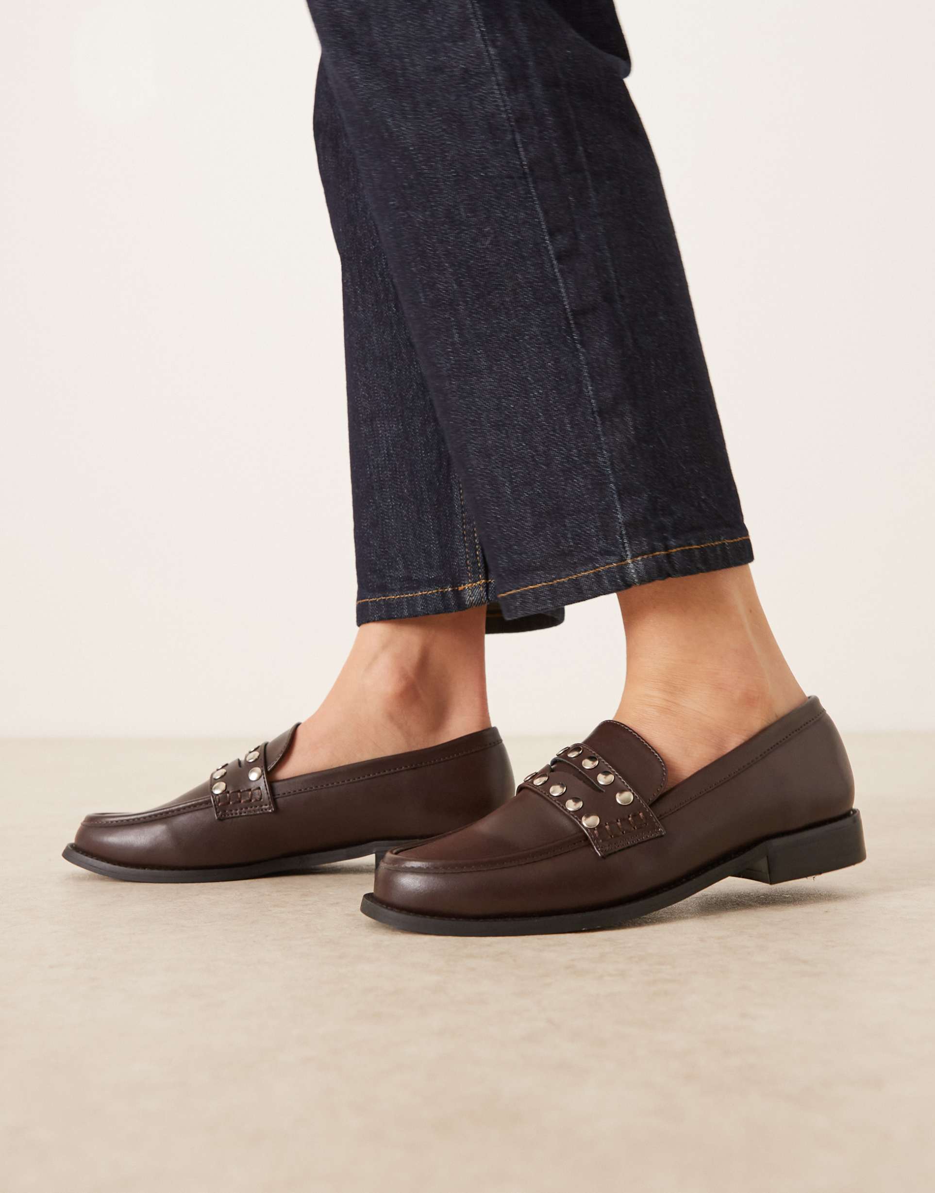 raid ferney studded loafers in brown