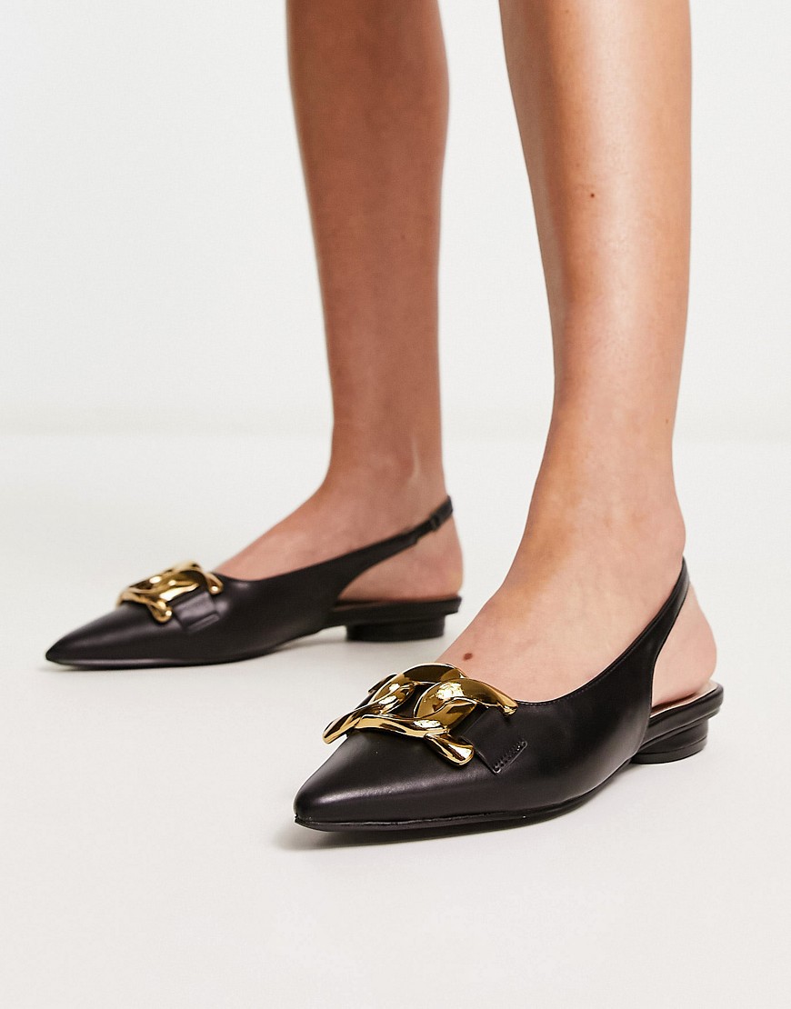 Raid Flat Shoes With Gold Buckle In Black