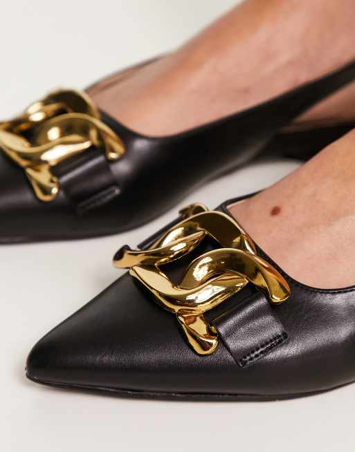 Black and gold womens hot sale flats