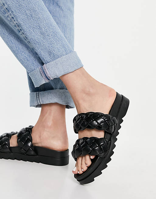 RAID Flinch chunky plaited sandals in black