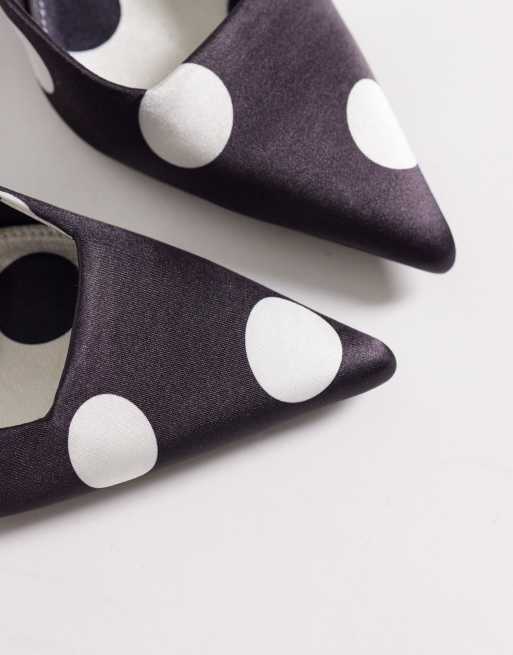 RAID Floralio heeled mules in black and white polka dot, 2 of 4