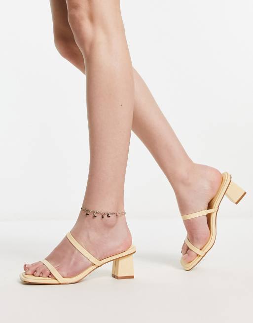 Nude strappy sandals mid sales heel