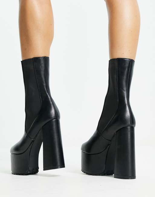 Black platform store ankle boots uk