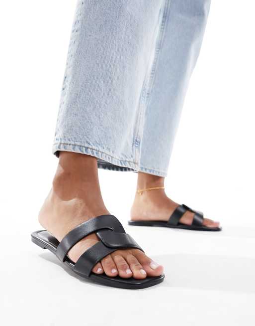 Yours Extra Wide Fit Woven Flat Sandal Black