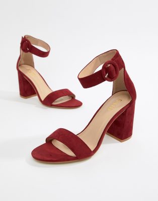 burgundy block heels