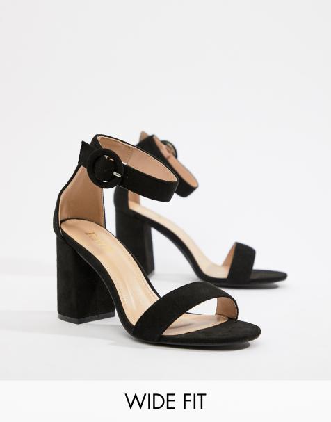 RAID – Genna – Schwarze Sandalen mit Blockabsatz in weiter Passform