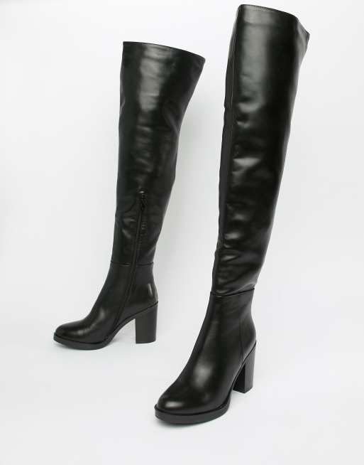 RAID Georgia black leather look over the knee boots | ASOS