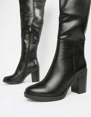 leather look knee high boots