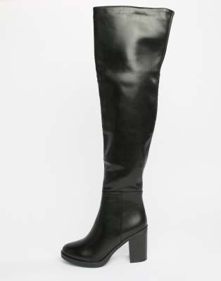 over the knee leather look boots