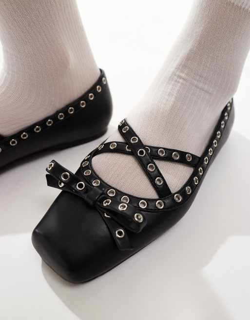 RAID Halo ballet flats with grommet details in black, 3 of 4