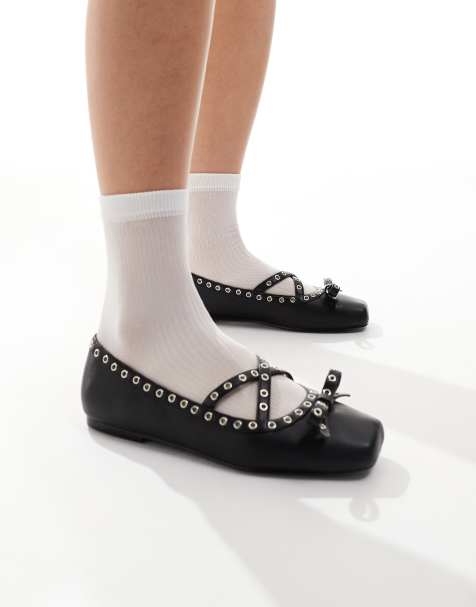 RAID Halo ballet shoes with eyelet detail in black - view 1