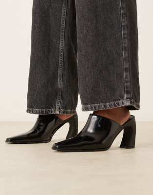 Raid Hania Curved Heel Mules With Pointed Toe In Black